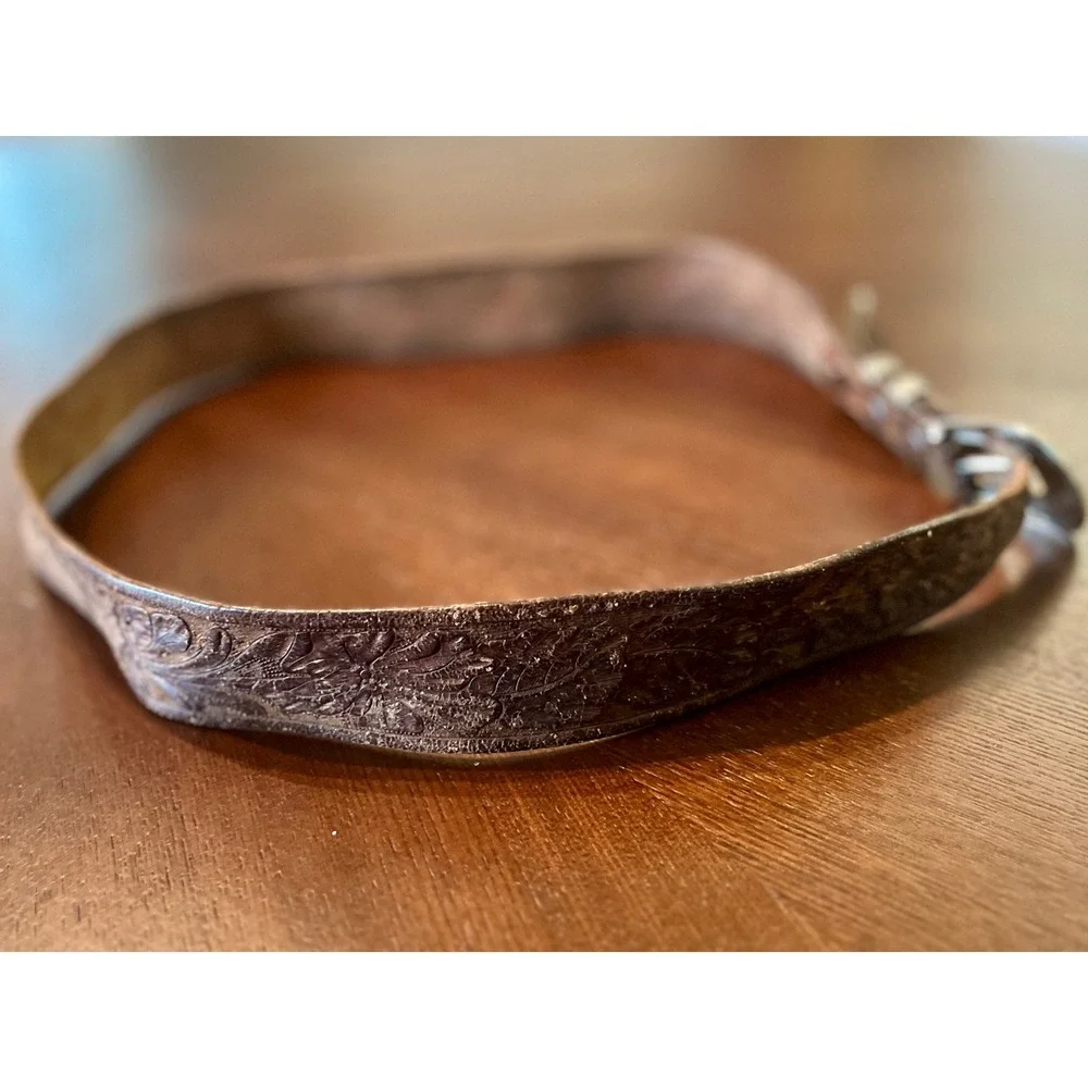Vintage Tooled Leather Cowboy Belt JACK Personalized Floral Buckle Set 47